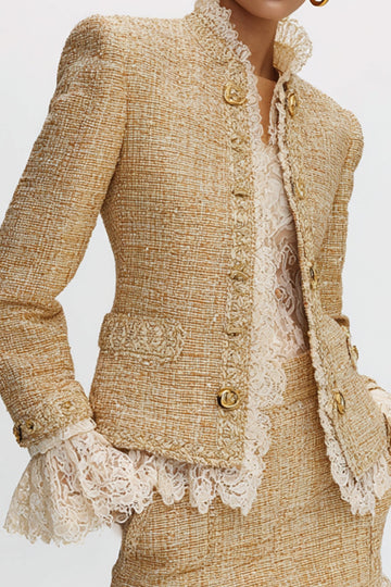 Lace Golden 2-Piece Tweed Mini Dress